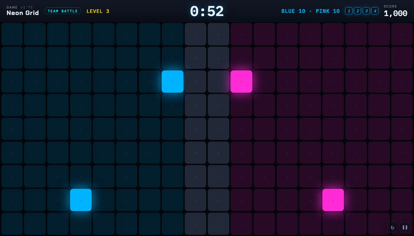 Team Battle: a floor split into a blue half and a pink half