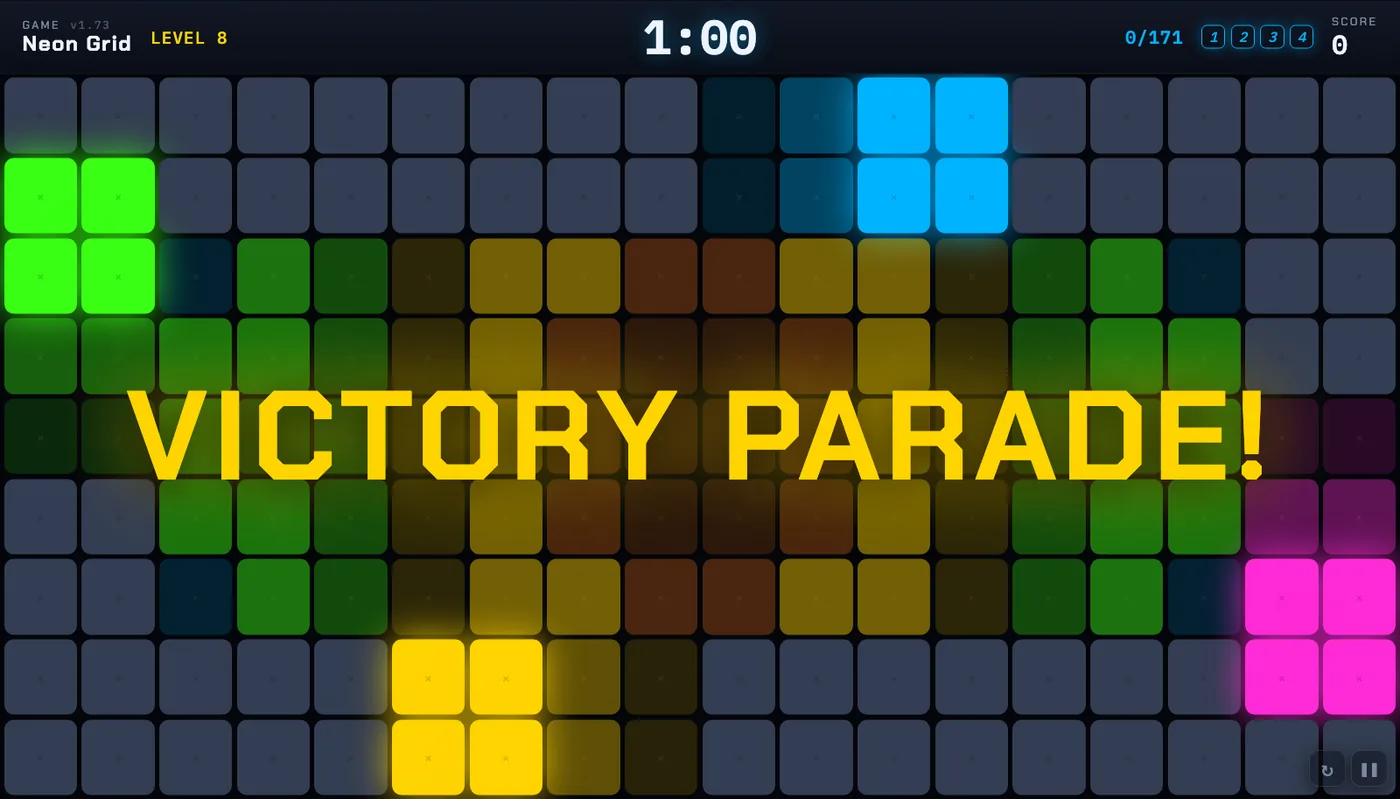 Victory parade: a coloured route round the floor with the words VICTORY PARADE